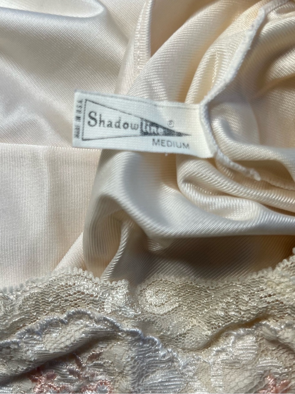 Vintage Nylon Cream Long Lace Yoke Nightgown - Feminine Long Slip - Picture 9 of 9